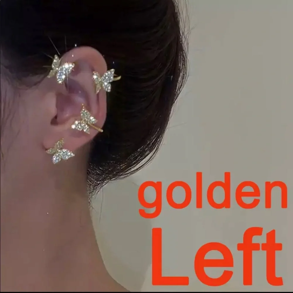 Silver/gold Elegant Easy Clip Butterfly Earrings - Picture 8 of 16